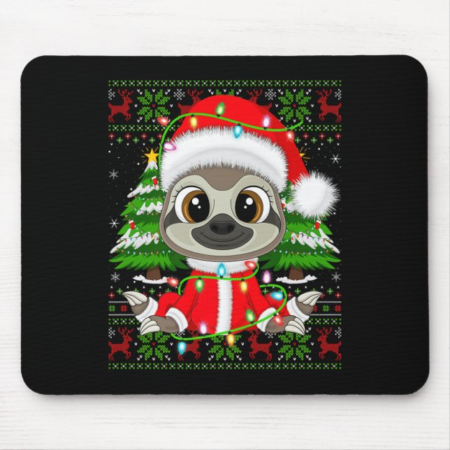 Sloth Christmas Lights Santa Costume Ugly Xmas Swe Musmatta (Framsidan)