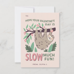 Sloth Classroom Valentines Exchange Card Inbjudningar
