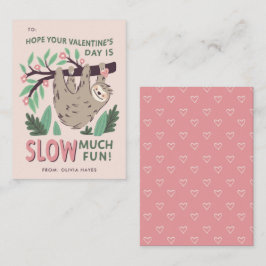 Sloth Classroom Valentines Exchange Note Card Anteckningskort
