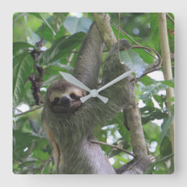 Sloth Clock Fyrkantig Klocka