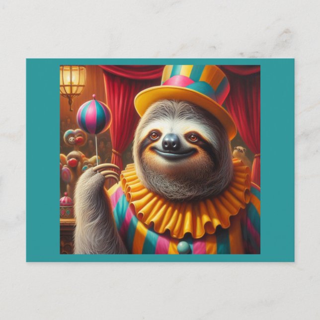 Sloth Clown Vykort (Framsida)