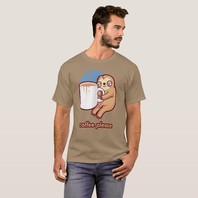 Sloth Coffee, tack T-shirt (Hel framsida)