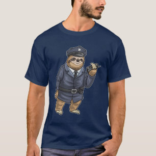 Sloth Cop Microphone Police T Shirt