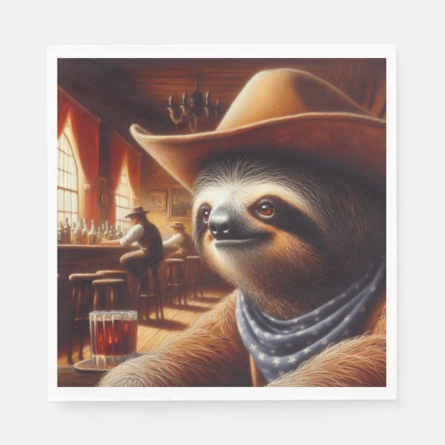 Sloth Cowboy i Saloon Pappersservett (Framsidan)