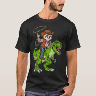Sloth Cowboy Riding T-Rex Dinosaur T Shirt