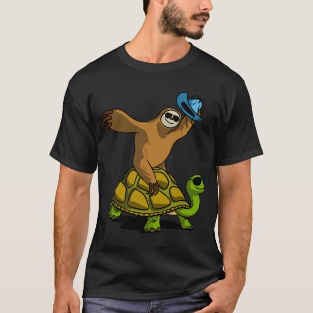 Sloth Cowboy Ridingurtle vintage T Shirt (Framsida)