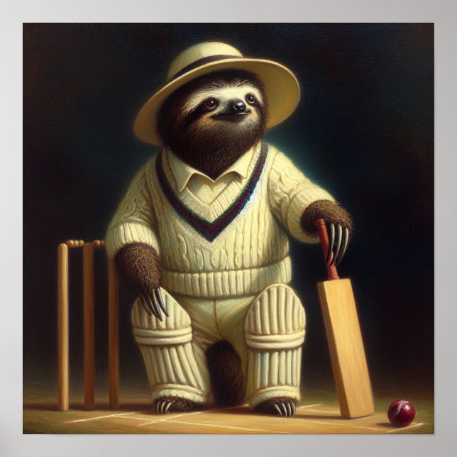 Sloth Cricket Player Poster (Framsidan)