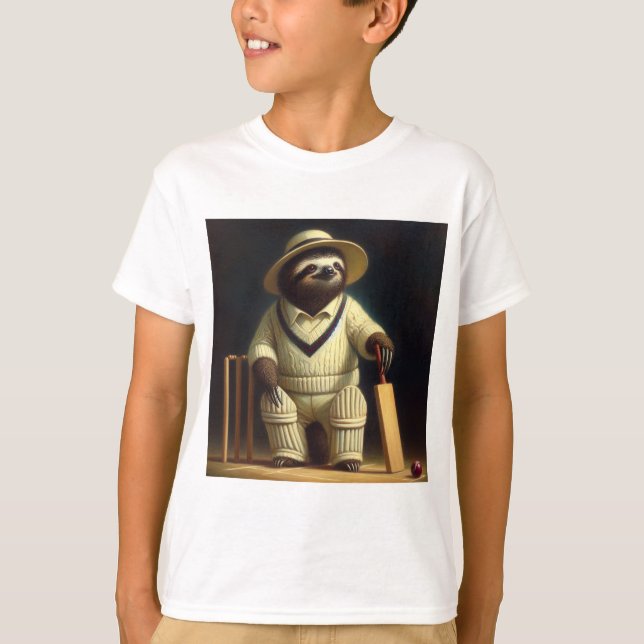 Sloth Cricket Player T Shirt (Framsida)