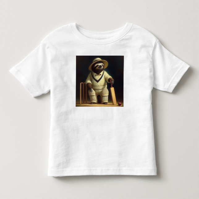Sloth Cricket Player T Shirt (Framsida)