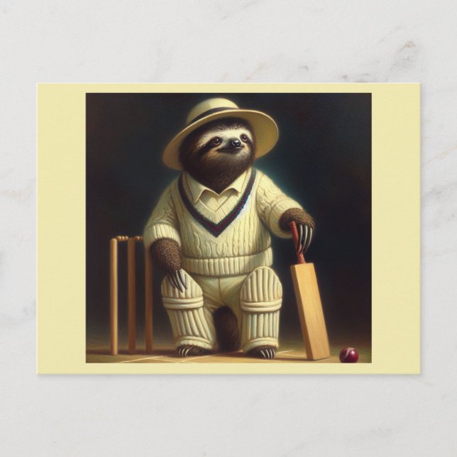 Sloth Cricket Player Vykort (Framsida)
