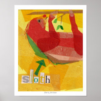 Sloth Critter Collage Poster