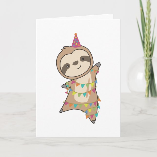 Sloth Cute Animals För barn Funny Birthday Kort (Framsida)