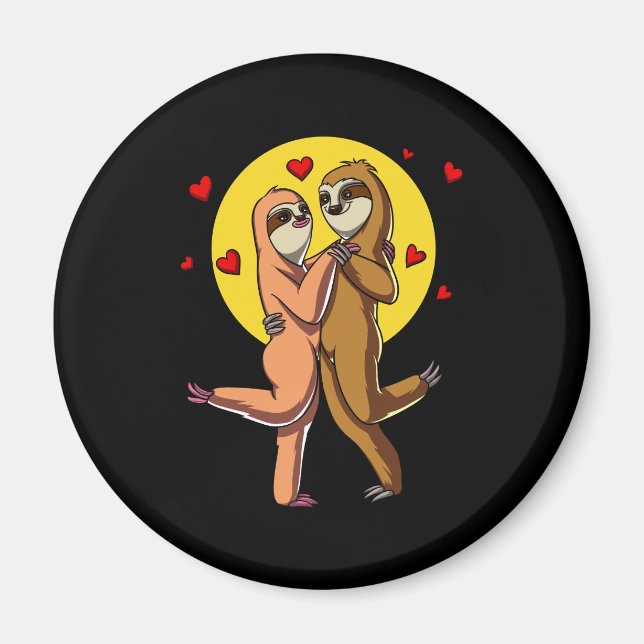 Sloth Cute Couple Valentines day Animal Magnet (Framsidan)