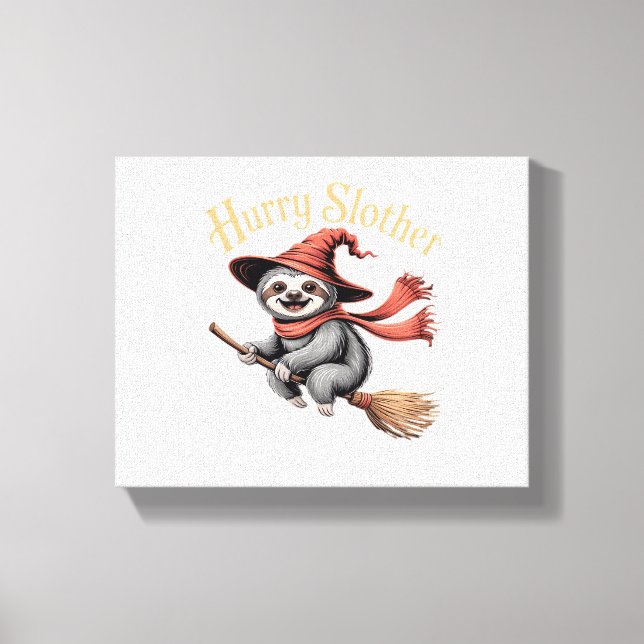 Sloth Cute Halloween Witch Funny Essential T-Shirt Canvastryck (Framsida)