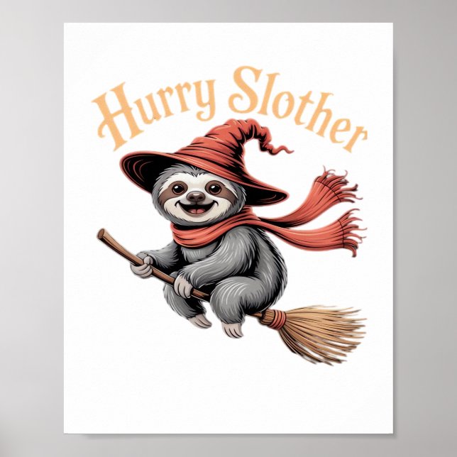 Sloth Cute Halloween Witch Funny Essential T-Shirt Poster (Framsidan)