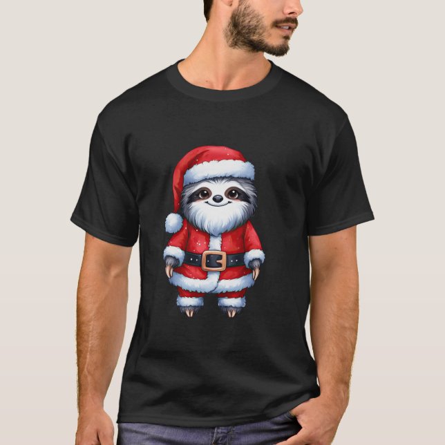 Sloth Cute Santa Funny jul Sloth T Shirt (Framsida)