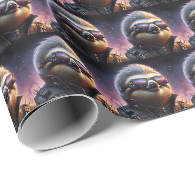 Sloth Cyberpunk Presentpapper (Rullad Hörn)