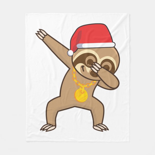 Sloth dab Sticker Fleecefilt (Framsidan)