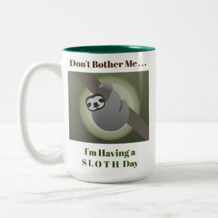 Sloth Day Cute Funny Humor Två-Tonad Mugg