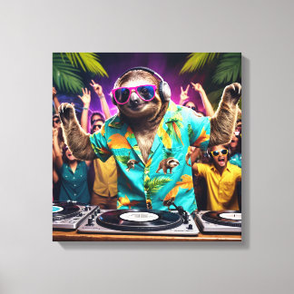 Sloth DJ Canvastryck