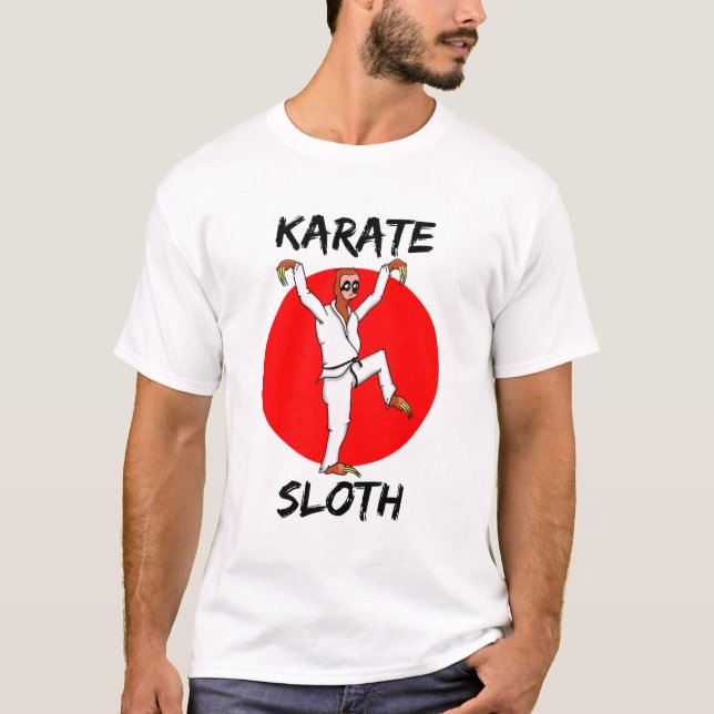 Sloth Doing Karate Japan Flagga Tröja (Framsida)
