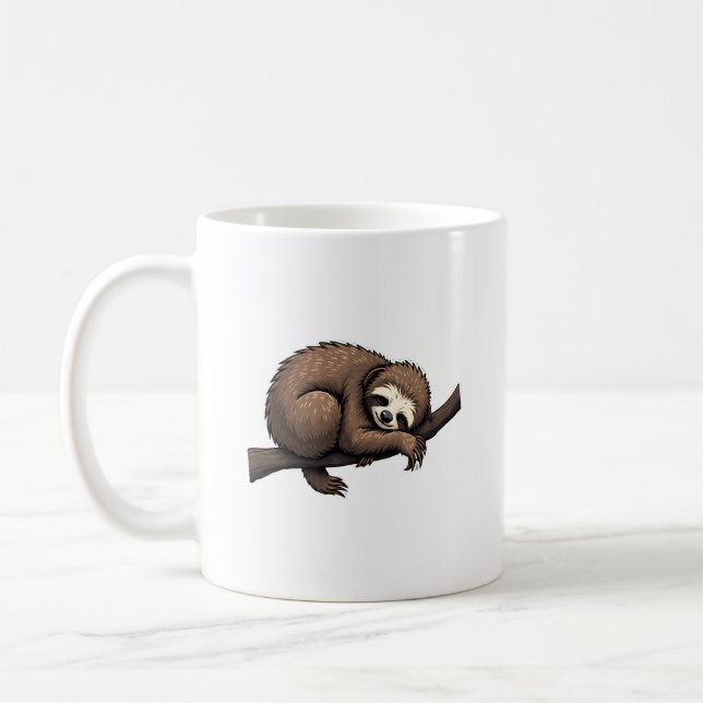 Sloth Etched Art Retro Nature Tee (2) Kaffemugg (Vänster)