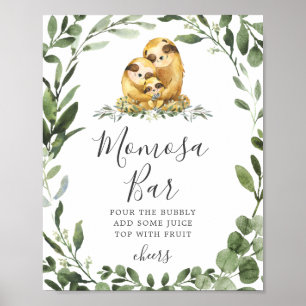 Sloth Family Baby Shower Mimosa Pub-tecken Poster