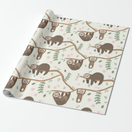 Sloth Family nyfödd bebis Shower Kids Presentpapper