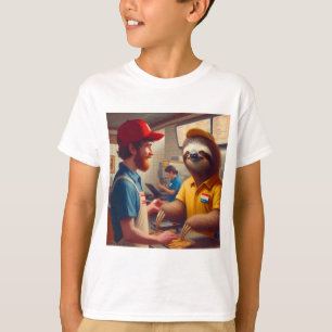 Sloth Fast Food Worker T Shirt