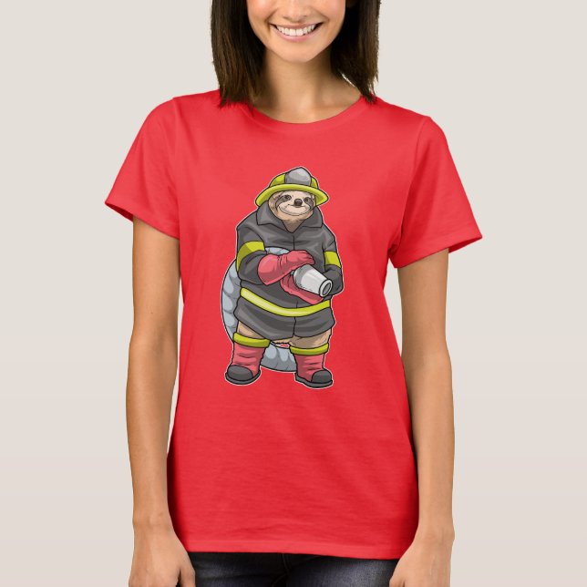 Sloth Firefighter Fire-brandsläckare T Shirt (Framsida)