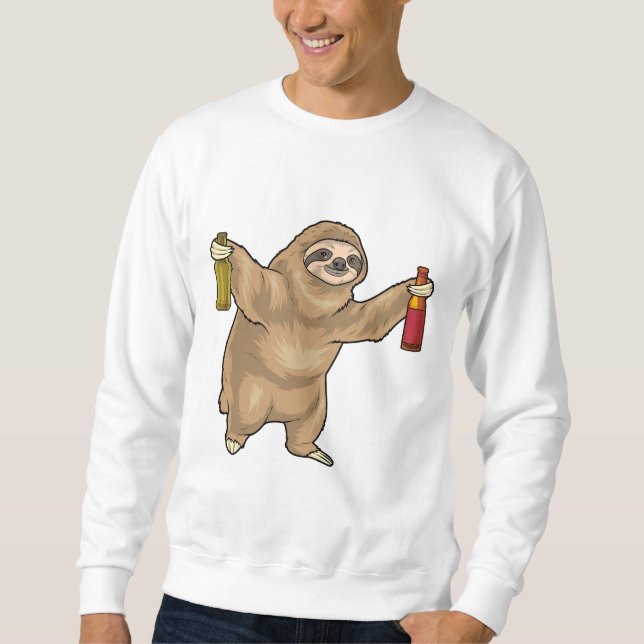 Sloth Flaska Beer Lång Ärmad Tröja (Framsida)