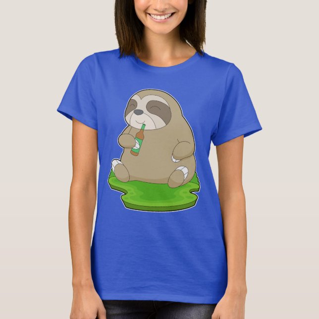Sloth Flaska Beer T Shirt (Framsida)