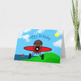 Sloth Flies a Flygplan Birthday Card Kort