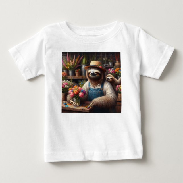 Sloth Florist T Shirt (Framsida)