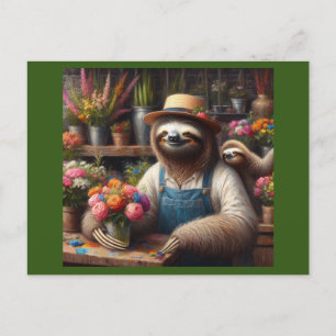 Sloth Florist Vykort