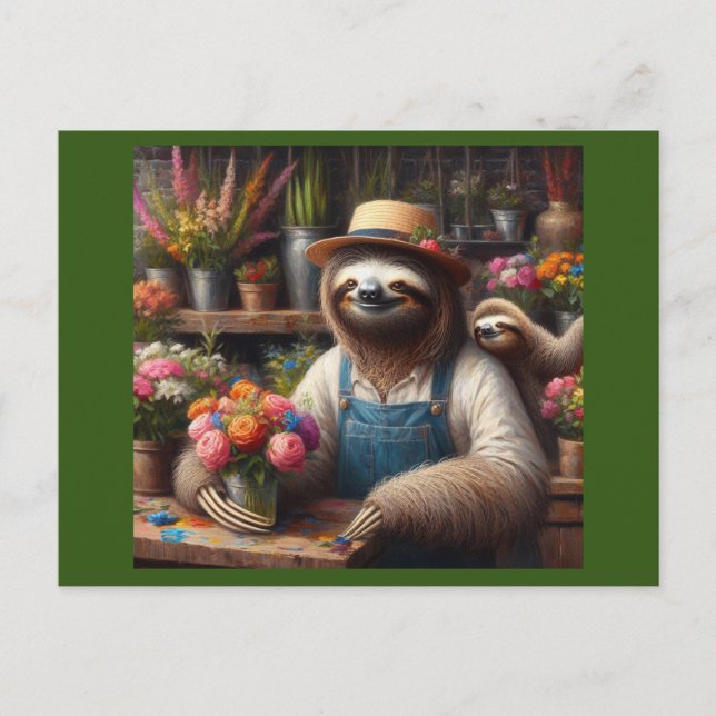 Sloth Florist Vykort (Framsida)