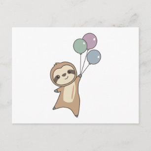 Sloth flyger upp med ballonger vykort