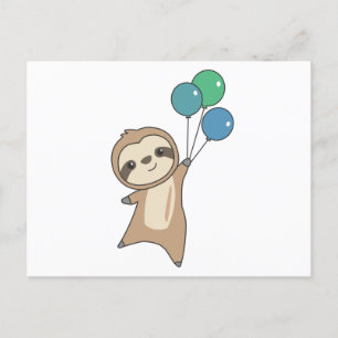 Sloth flyger upp med ballonger vykort