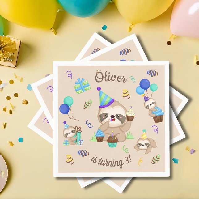 Sloth Födelsedagsfest Pappersservett (Skapare uppladdad)