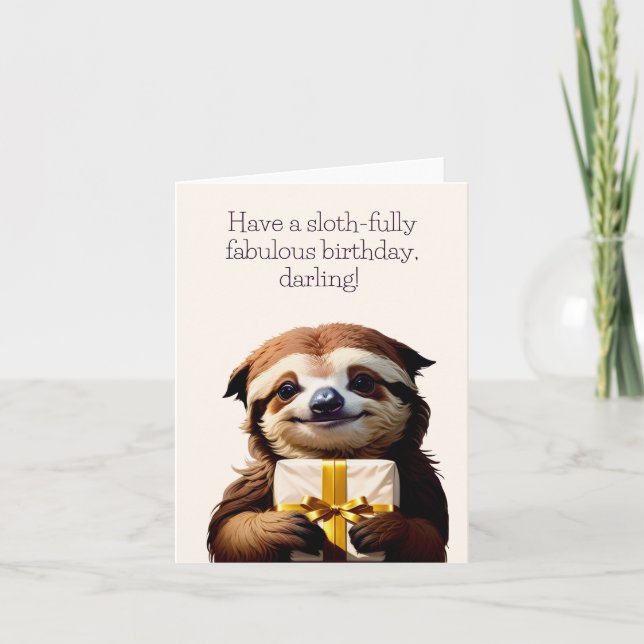 Sloth Funny Birthday Card Kort (Framsida)