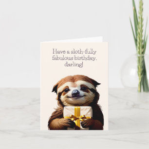 Sloth Funny Birthday Card Kort