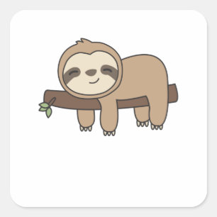 Sloth Funny Relaxed Cute Animals För barn Fyrkantigt Klistermärke