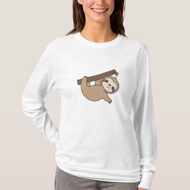 Sloth Funny Relaxed Cute Animals För barn T Shirt (Framsida)