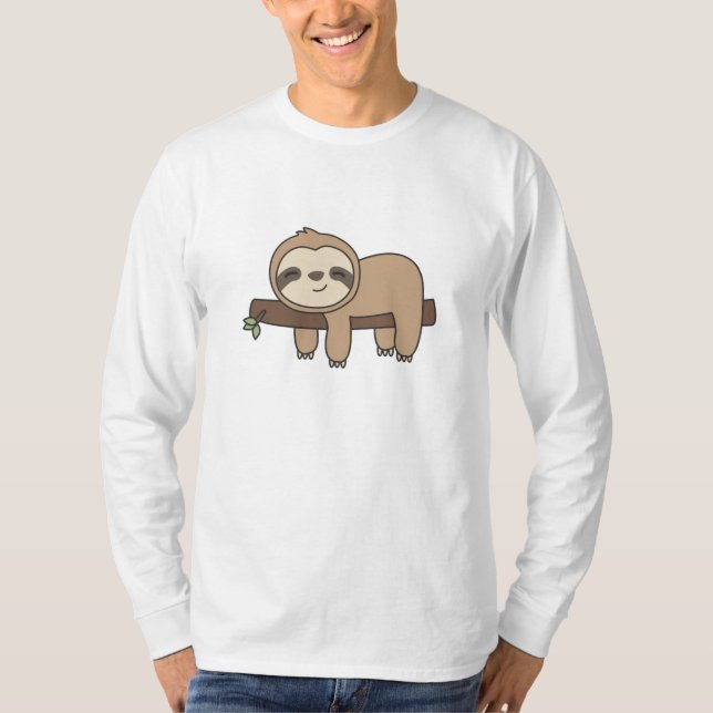 Sloth Funny Relaxed Cute Animals För barn T Shirt (Framsida)