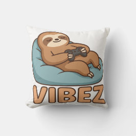 Sloth Gamer Vibes Pillow – Chill Bean Bag Controll Kudde