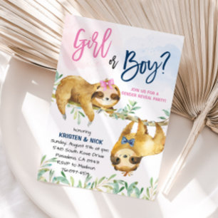 Sloth Gender Reveal Party Inbjudningar