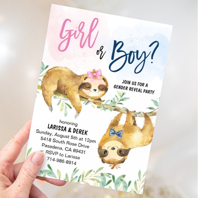 Sloth Gender Reveal Party Inbjudningar (Skapare uppladdad)