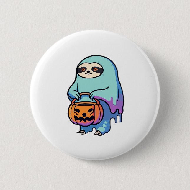 Sloth Ghost Halloween Oversized T-Shirt Knapp (Framsida)