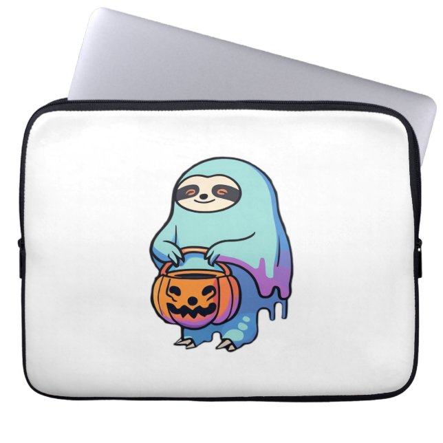 Sloth Ghost Halloween Oversized T-Shirt Laptop Fodral (Framsidan)