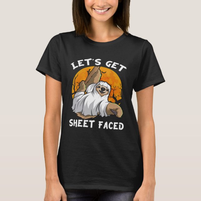 Sloth Ghost låter oss få Lakan Faced Sloth Hallowe T Shirt (Framsida)